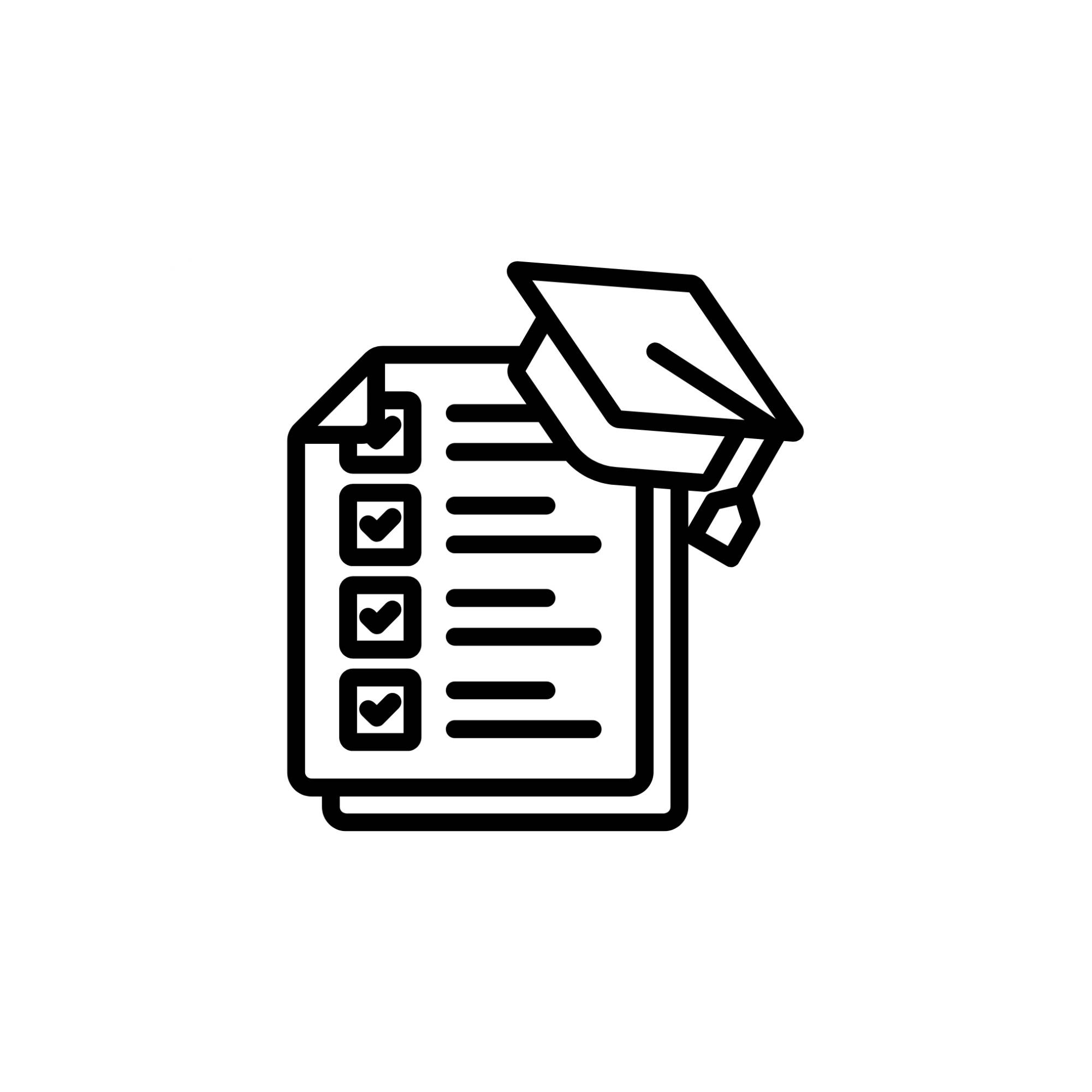 A checklist and a graduation cap